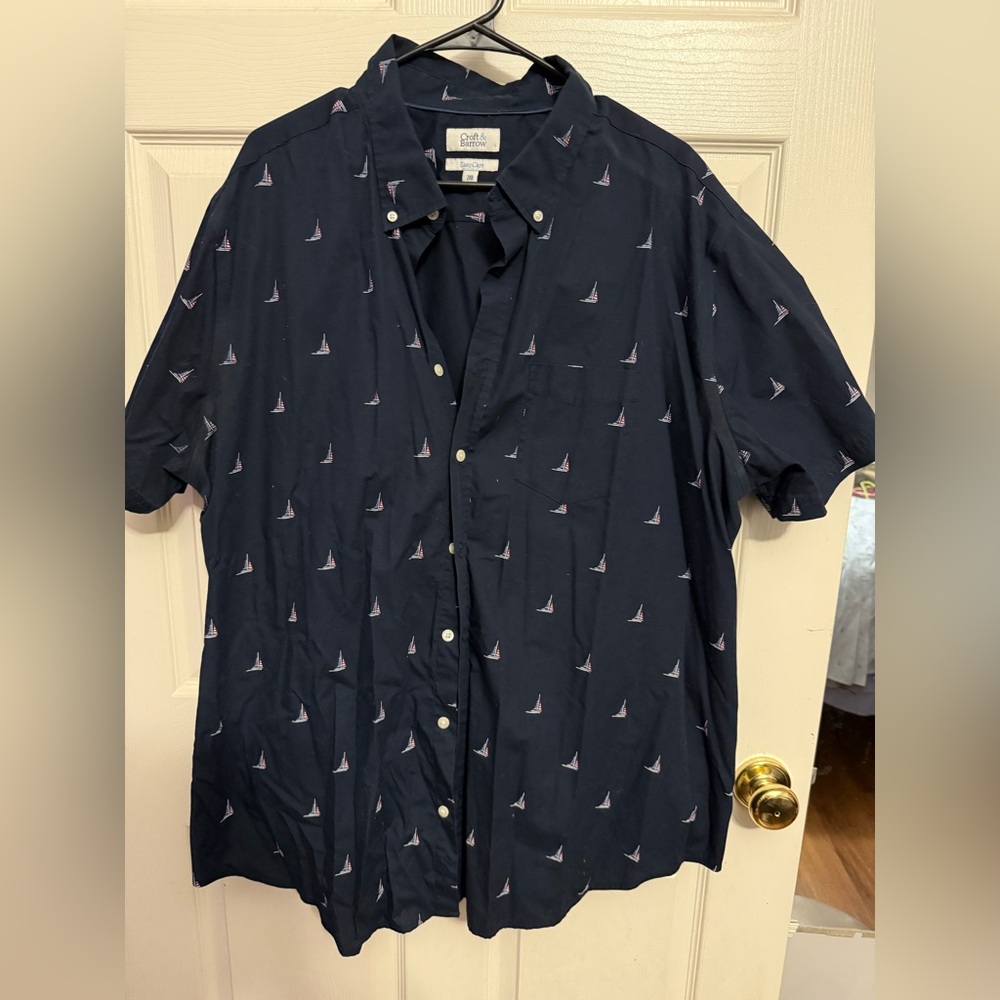 Croft & Barrow Men's Navy Sailboat Print Shirt
